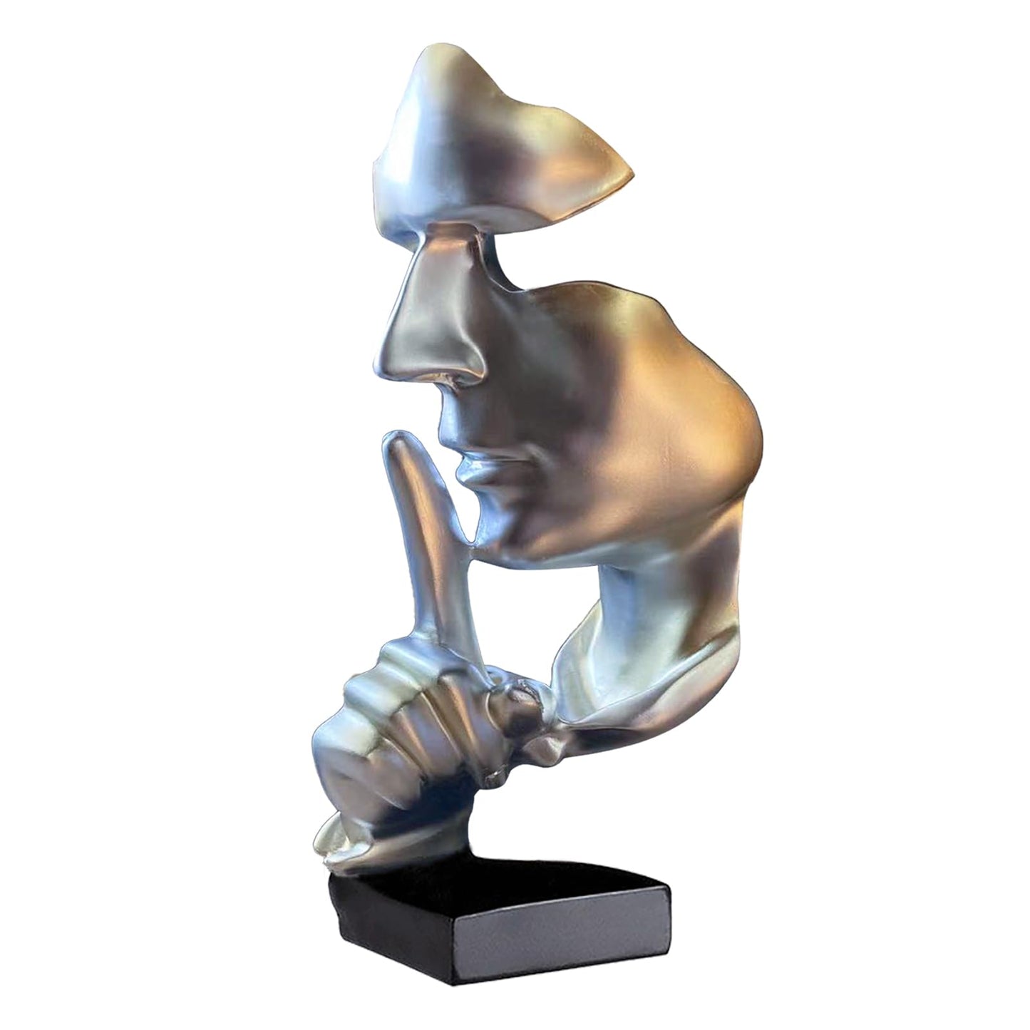 aboxoo Thinker Statue, Silence is Gold Abstract Art Figurine,Modern Home Resin Sculptures Decorative Objects,Table Top Decor for Livingroom Home Decor,Office Study Sculpture,Shh mask Statue(Gold)