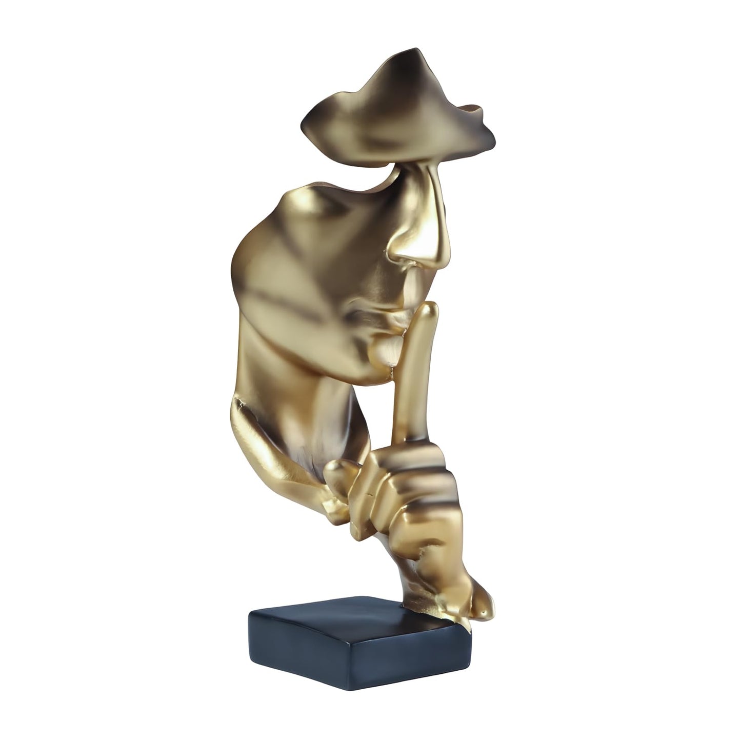 aboxoo Thinker Statue, Silence is Gold Abstract Art Figurine,Modern Home Resin Sculptures Decorative Objects,Table Top Decor for Livingroom Home Decor,Office Study Sculpture,Shh mask Statue(Gold)