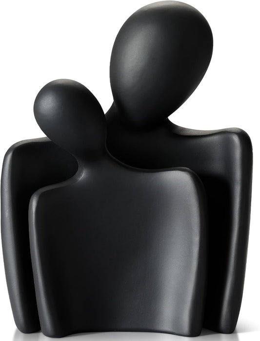 Love Couple Statue-8 Inch, Suitable for Home Modern Art Decor Sculpture Placed in TV Stand, Living Room, Bookshelf, Bedroom for Valentine's Day, Wedding, Anniversary (Black)