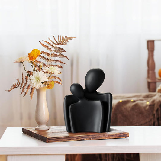 Love Couple Statue-8 Inch, Suitable for Home Modern Art Decor Sculpture Placed in TV Stand, Living Room, Bookshelf, Bedroom for Valentine's Day, Wedding, Anniversary (Black)